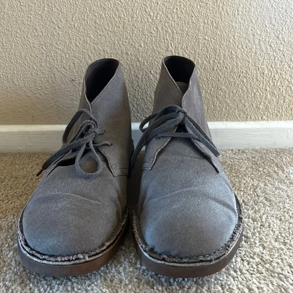 Clarks Original Desert Preppy Academia Neutral boots in gray canvas sz 13